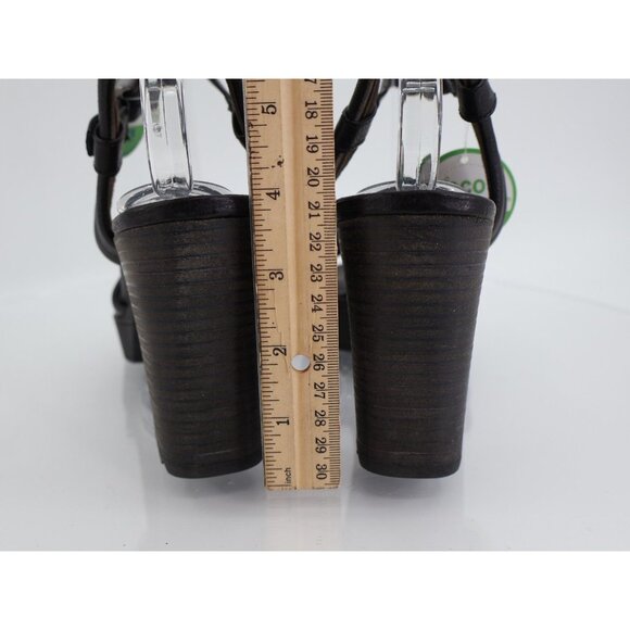 Paul Green Leslie Heel Black Leather Open Toe Ankle Strap Sandal Size US 9.5 - Picture 6 of 13
